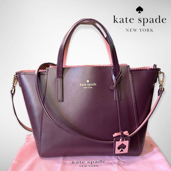 New Kate Spade Turner Road Small Loryn Satchel Crossbody Deep Plum & Pink $348 - Picture 1 of 16